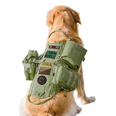 Hanshengday Tactical Dog Vest with Pouch- Training Dog Molle Vest with  Handle- K9 Military Dog Harness No Pull Service Dog Vest- Reflective Patches