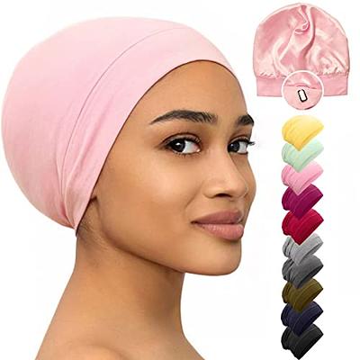 OLESILK Silk Lined Sleep Cap for Women, Silk-Bonnet Hair Cover for