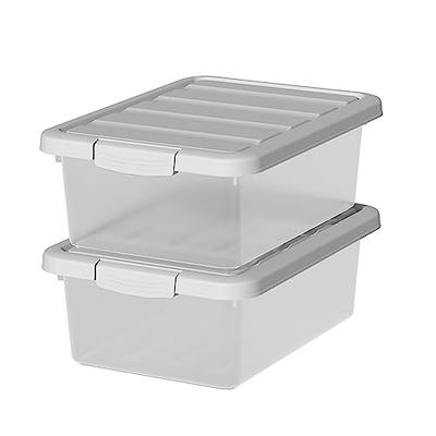 Sterilite 15 Gal Industrial Tote, Stackable Storage Bin with Latching Lid,  Plastic Container with Heavy Duty Latches, Black Base and Lid, 6-Pack