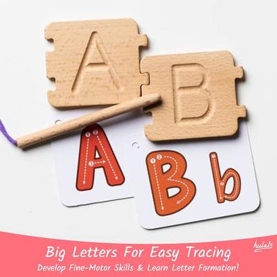 Wooden Alphabet Tracing Board - ABC Learning for Toddlers - Letter Tracing for Kids Ages 3-5 - Montessori Toys for 4 Year Old - Alphabet Learning