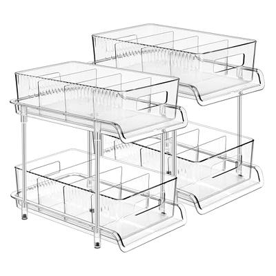 Lille Home Two Tier Organizer with Sliding Storage Drawers for Kitchen, Bathroom, and Office