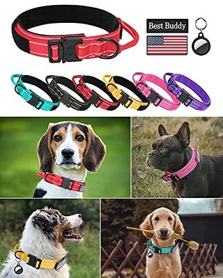 Tactical Dog Collar Military Dog Collar Adjustable Nylon Dog Collar Heavy  Duty Metal Buckle with Handle for Dog Training (Brown,L)