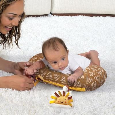 Boppy Tummy Time Prop, Black and White Modern Rainbows with Teething Toys,  Fabric, A Smaller Size for Comfortable Tummy Time, Attached Toys Encourage