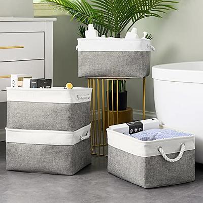 Fab totes Storage Bins [3-Pack], Foldable Storage Baskets for Organizing  Toys, Books, Shelves, Closet, Large Storage Box with Rope Handles, Sturdy Organizer  Bins, White & Grey