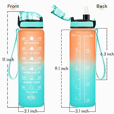  Enerbone 32 oz Water Bottle with Times to Drink and Straw,  Motivational Drinking Water Bottles with Carrying Strap, Leakproof BPA &  Toxic Free, Ensure You Drink Enough Water for Fitness Gym