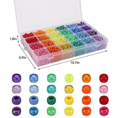  Quefe 2880pcs Pony Beads Kit, Kandi Beads for Hair, Rainbow Beads  Plastic Bead for Craft 6 x 9mm 24 Colors 4 Styles Large Hole Beads Set for  Bracelets Jewelry Making