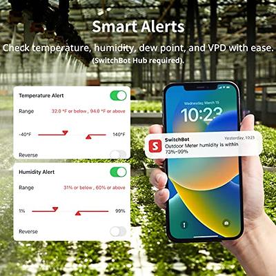  SwitchBot IP65 Indoor and Outdoor Hygrometer Thermometer  Wireless 2 Packs, 394ft Bluetooth Range, Refrigerator Thermometer,  Dewpoint/VPD/Absolute Humidity Sensor, Free Data Storage Expor : Patio,  Lawn & Garden