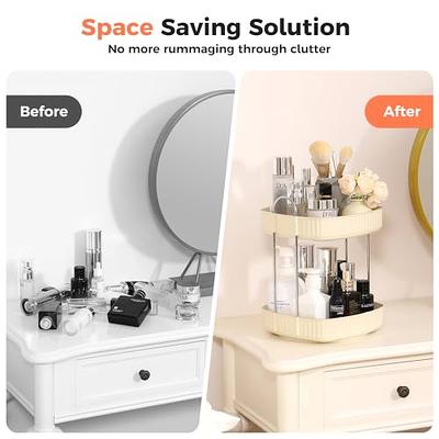 This 2-tier organizer saves space and clears the clutter