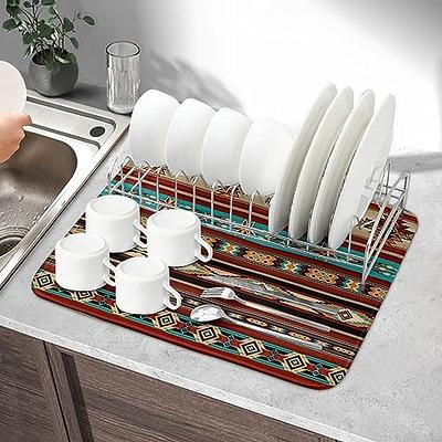 2 Pack Microfiber Dish Drying Mat Pad Kitchen Counter Reversible Super  Absorbent