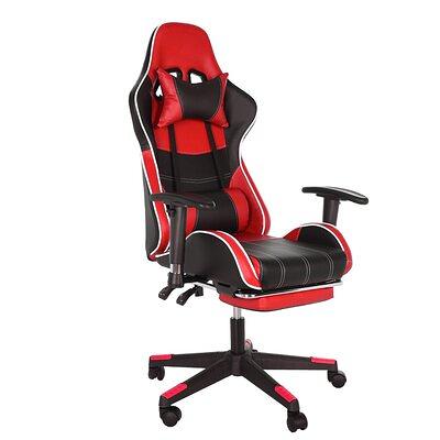 Gaming Chair with Footrest Faux Leather Inbox Zero Color: Black/ Red