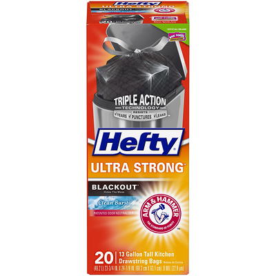 Hefty Ultra Strong Tall Kitchen Trash Bags, Blackout, Clean Burst, 13 Gallon, 110 Count