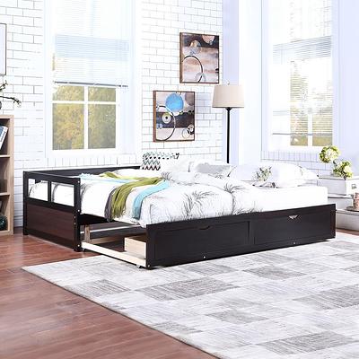 Extendable Twin to King Daybed with Trundle and 2 Storage Drawers | Costway