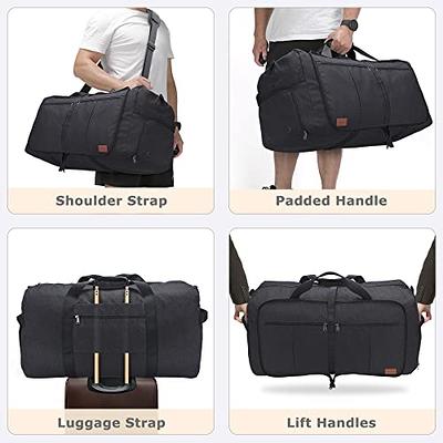 65L Travel Duffel Bag, Foldable Large Duffle Bag with Shoes Compartment, Weekender Bag for Men & Women, Waterproof & Tear Resistant-Black