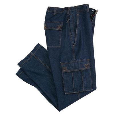 Haband Mens Tri-Waist 7 Pocket Cargo Pants, Blue Denim, Size 50 S (27 ...