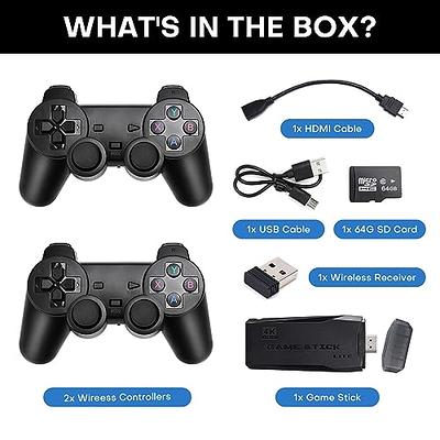 HDMI 4K TV Game Stick Console Built-in 64GB 20000+Retro Games+2 Wireless  Gamepad