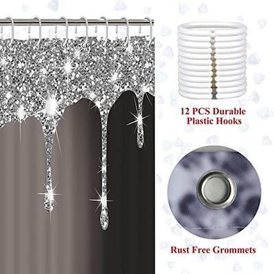 Rhinestone Shower Curtain Hooks, Decorative Round Shower Curtain