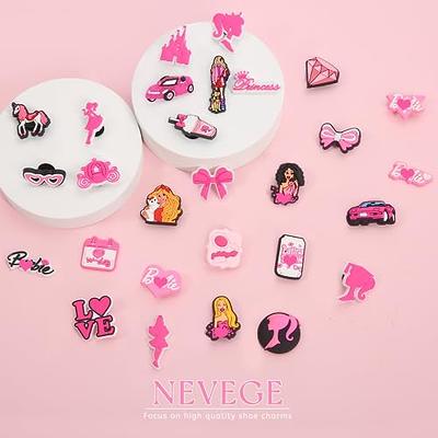 NEVEGE Pink Shoe Charms for Girls Women 28 PCS Pink Shoe