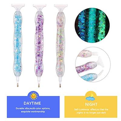 3 Pcs Diamond Art Pens, Diamond Art Painting Accessories, Grip Comfortably, Glow in The Dark, Luminous Diamond Art Pens Rhinestone Picker Tool with 6