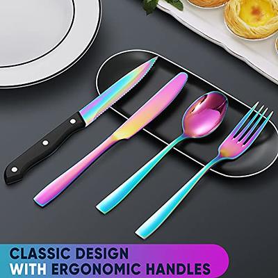 Hiware 48-Piece Matte Black Silverware Set with Steak Knives, Black  Flatware Set for 8, Stainless Steel Tableware Cutlery Set, Utensil Sets for