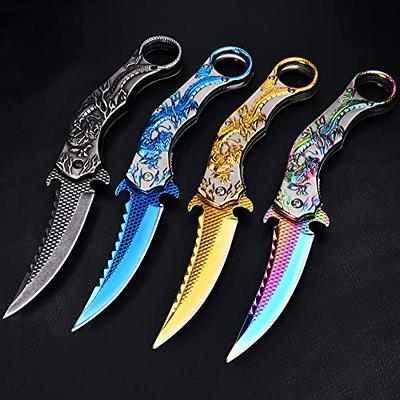 Vividstill Pocket Knife for Men, 9Cr18Mo BLADE Folding Knife With Sheath,  Cool 3D Dragon Relief, Great Gift Edc Knife For Men Outdoor Survival  Camping (Rainbow) - Yahoo Shopping