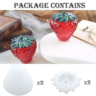 KJMYYXGS 2 Sets Strawberry Resin Jar Mold with Lid, Epoxy Silicone Jar  Molds for Resin with