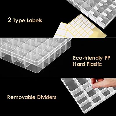 QUEFE 1 Pack 36 Grids Clear Plastic Organizer Storage Box Container, Craft  Storage with Adjustable Dividers for Beads, Art DIY, Crafts, Jewelry,  Fishing Tackle with Label Stickers - Yahoo Shopping