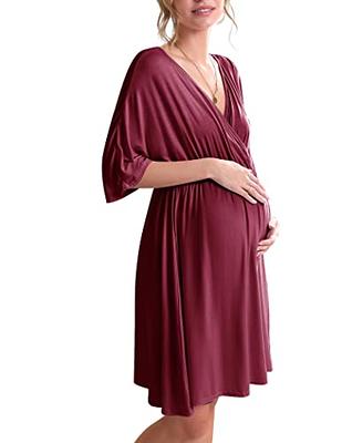 Ekouaer 3 in 1 Labor/Delivery/Hospital Gown Maternity Dress Nursing  Nightgown Sleepwear for Breastfeeding V Neck Short Sleeve Nightshirt  Sleeping Dress, Red, X-Large - Yahoo Shopping
