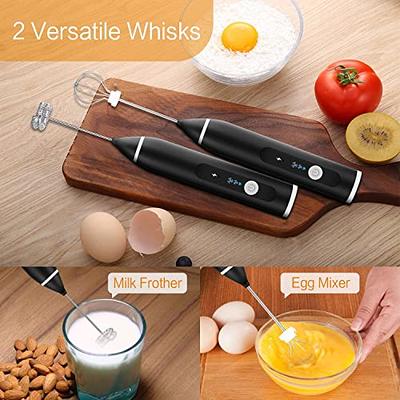 Milk Frother Handheld, USB Rechargeable Electric Foam Maker for Coffee, 3  Speeds Mini Milk Foamer Drink Mixer Egg Beater with 2 Whisks