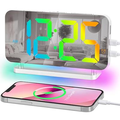 Poeroa Digital Alarm Clock,7.4 LED Desk Clock with RGB Night Light,USB C  Charging Port,Auto Dimming,Acrylic Mirror Clock for Teens Girl Adults  Bedroom Decor - White - Yahoo Shopping