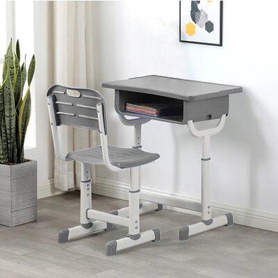 Adjustable Height Kids Study Desk and Chair Set Gray