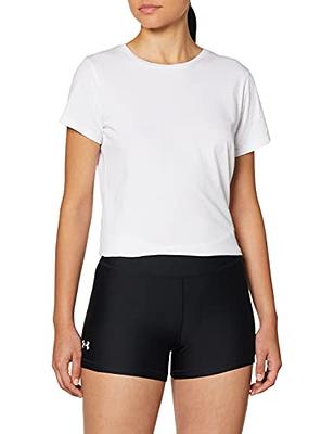 Under Armour Women's HeatGear Armour Mid Rise Shorty , Black (001)/White,  Large : : Clothing, Shoes & Accessories