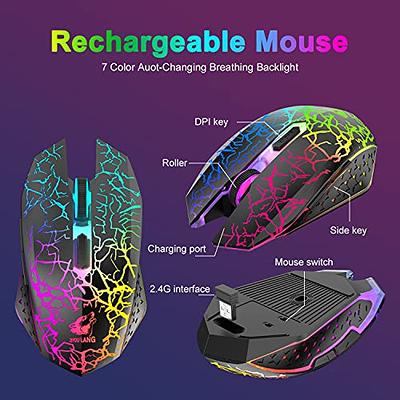 60% Wireless Gaming Keyboard Mouse Set RGB Rainbow Backlight for PC Laptop  Mac