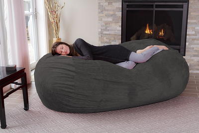 Chill Sack Bean Bag Chair: Giant 7' Memory Foam Furniture Bean Bag - Big Sofa with Soft Micro Fiber Cover - Black Micro Suede