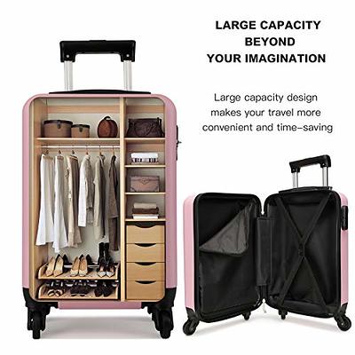 BAGSMART Wide Handle Suitcase Men Lightweight Carry-On Luggage with Spinner  Wheels Women Travel Trolley Case 20 Inch Cabin PC