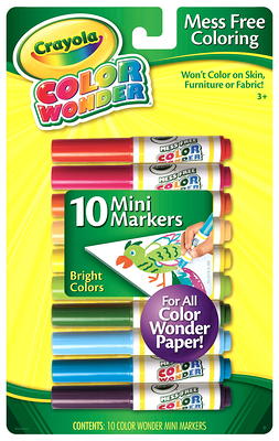 Crayola Color Wonder Markers, Mess Free Pastel Mini Markers 10 Pack