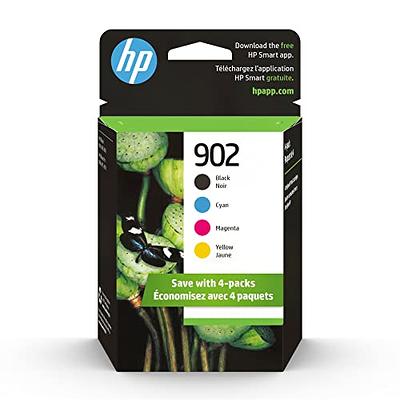 Original HP 902 Black, Cyan, Magenta, Yellow Ink Cartridges (4 Count -pack), Works with HP OfficeJet 6950, 6960 Series, HP OfficeJet Pro 6960, 6970  Series, Eligible for Instant Ink