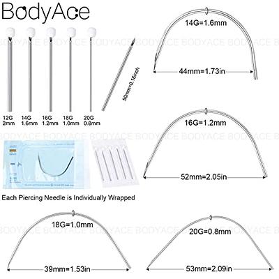 BodyAce 10PCS Curved Piercing Needles, Stainless Steel Ear Nose Piercing  Kits, Disposable Precision Sterilized Piercing Tools for Belly Labret  Piercing [14G(1.6mm)] - Yahoo Shopping