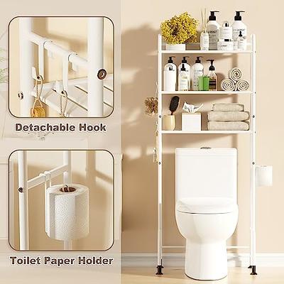 Over The Toilet Storage, Wooden 3-Tier Over-The-Toilet Rack Bathroom Space  Saver Organizer, Freestanding Above Toilet with Toilet Paper Holder and