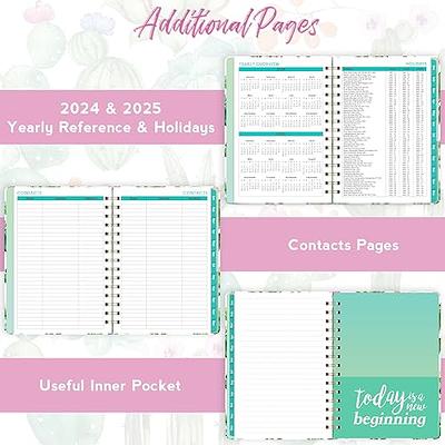  2024 Planner, Daily Weekly Monthly Planner with Tabs, 8.5 x  6.4, Hardcover, Elastic Closure, Inner Pocket, Floral Agenda Organizer &  Calendar Jan 2024 to Dec 2024, Green Flower : Office Products