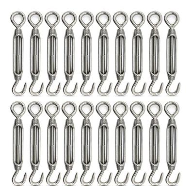 TooTaci 1/8 Turnbuckle Wire Tensioner Kit,1/8 Stainless Steel Cable  Tightener Kit,M6 Turnbuckle Hook and Eye,1/8 Cable Clamp,Steel  Thimbles,Crimping