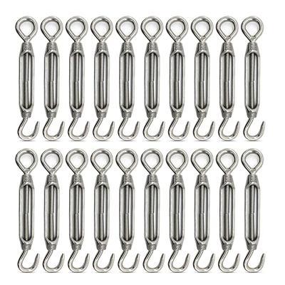 10 Pack M6 Turnbuckle Hook and Eye Stainless Steel Turnbuckle Wire Rope  Tension Adjustable, Heavy Duty Turnbuckle Tension Hook for Wire Cable