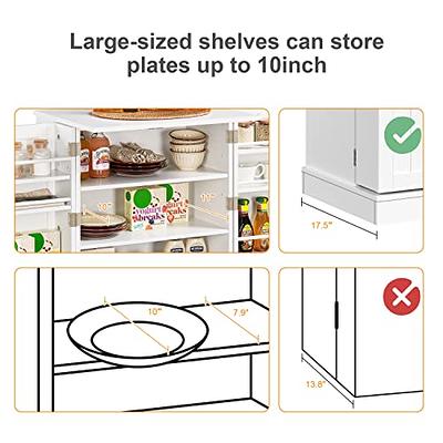  Furnaza 50 LED Kitchen Pantry Storage Cabinets - Food Cabinets  Freestanding Cupboards with 2 Doors with Racks and Shelves Adjustable for  Small Space in Dinning Room, Living Room, in White 