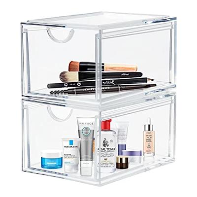 Syntus 3 Piece Set Stackable Makeup Organizer Drawers, 4.4'' Tall Acrylic  Bathroom Storage Drawer, Plastic Cosmetics Box for Vanity, Undersink