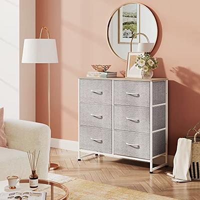 HOMCOM Dresser Storage Drawers, 6 Drawer Dresser, Chest of Drawers with Steel Frame for Bedroom, Living Room, Grey