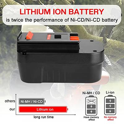 Powilling 2Pack 6.5Ah Lithium Battery Replacement for Black and Decker 18V  Battery Firestorm 18v Battery HPB18 HPB18-OPE 244760-00 A1718 FS18FL FSB18
