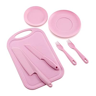 Kids Knife Set, Kids Knifes for Real Cooking, 7 Pieces Kids Knife with  Cutting Board,Plates,Forks, BPA-Free Kids Kitchen Knife with Serrated Edges  for Fruit, Vegetable, Bread, Cake, Sandwich (Pink) - Yahoo Shopping