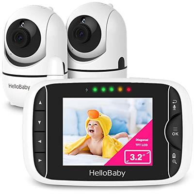 HelloBaby Upgrade Monitor, 5''Sreen with 30-Hour Battery, Pan-Tilt-Zoom  Video Baby Monitor with Camera and Audio, Night Vision, VOX, 2-Way Talk, 8