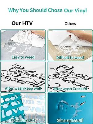 12 Pack HTV Heat Transfer Vinyl Bundle 12 x 5FT HTV Vinyl Easy Weed for  Cricut