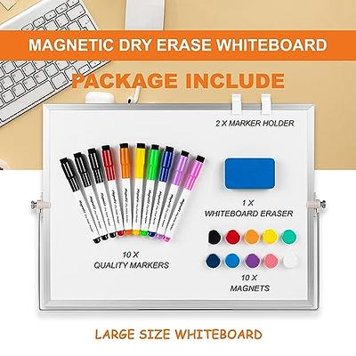  Dry Erase White Board - 12''x16'' Magnetic Large Desktop  Whiteboard with Stand, Portable Double-Sided White Board with 10 Markers, 4  Magnets, 1 Eraser, for Drawing/Memo/to Do List/Desk/School (Gold) : Office