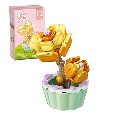 MEIEST Mini Flower Succulent Bonsai Building Block Set,Simulation Pot Plant  Artificial Particle Flower Botanical Collection Construction Building